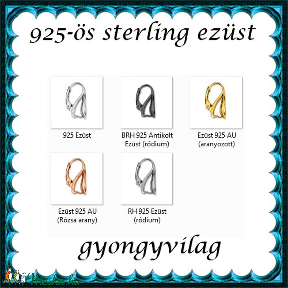  925-ös sterling ezüst ékszerkellék: fülbevalóalap biztonsági kapoccsal EFK K 16 - kellékek & szerszámok - gyöngyfűzés kellékek - egyéb alkatrész - Meska.hu