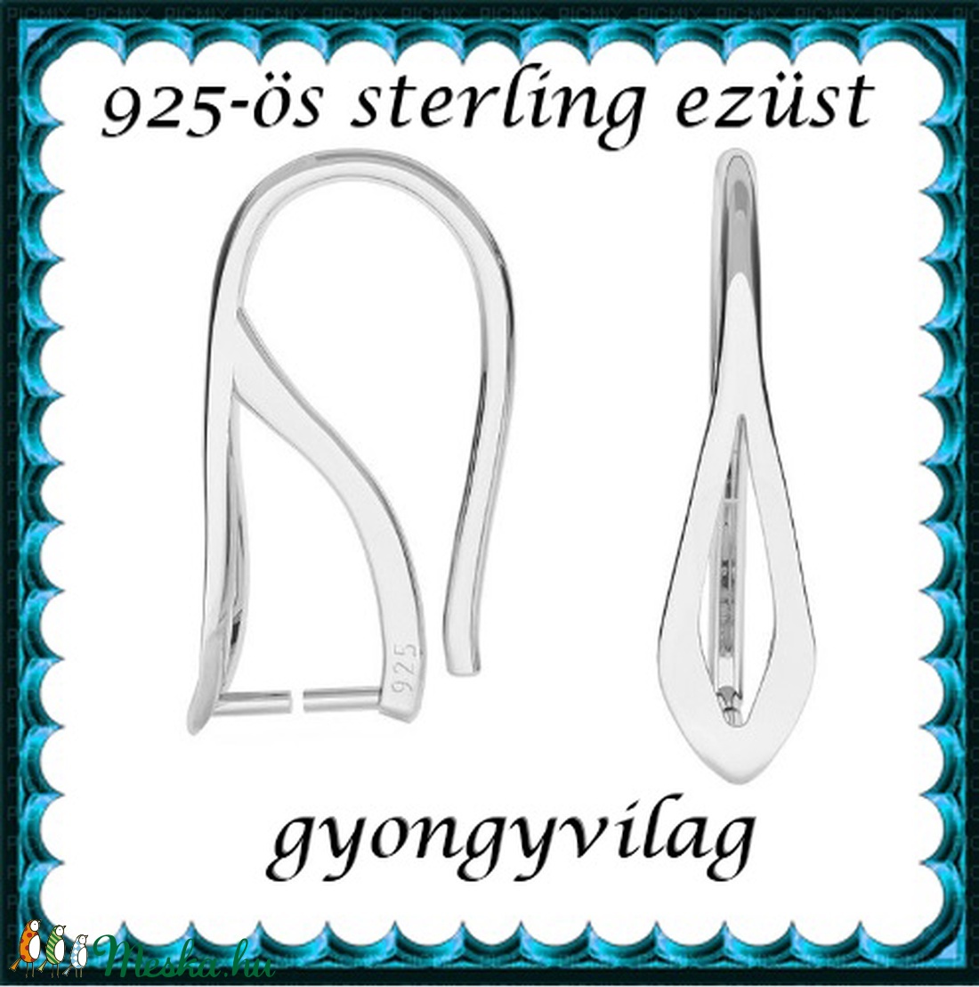 925-ös sterling ezüst ékszerkellék: fülbevalóalap akasztós EFK A 64 - gyöngy, ékszerkellék - egyéb alkatrész - Meska.hu 925-ös sterling ezüst ékszerkellék: fülbevalóalap akasztós EFK A 64 - gyöngy, ékszerkellék - egyéb alkatrész - Meska.hu