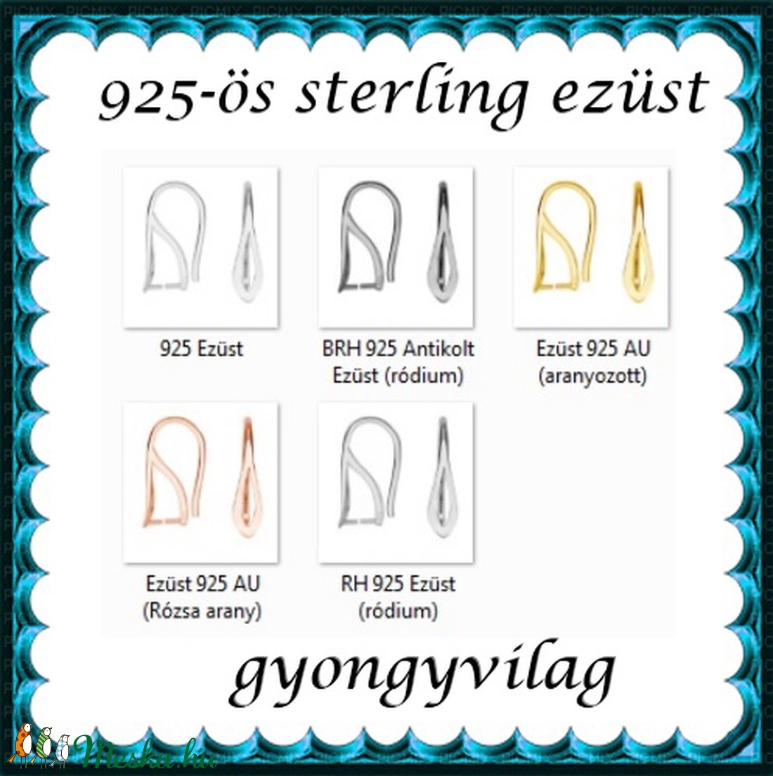 925-ös sterling ezüst ékszerkellék: fülbevalóalap akasztós EFK A 64 - gyöngy, ékszerkellék - egyéb alkatrész - Meska.hu 925-ös sterling ezüst ékszerkellék: fülbevalóalap akasztós EFK A 64 - gyöngy, ékszerkellék - egyéb alkatrész - Meska.hu