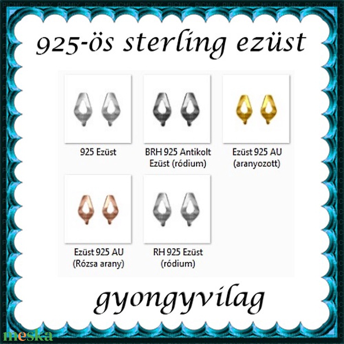 925-ös sterling ezüst ékszerkellék: fülbevalóalap bedugós EFK B 35 - gyöngy, ékszerkellék - egyéb alkatrész - Meska.hu