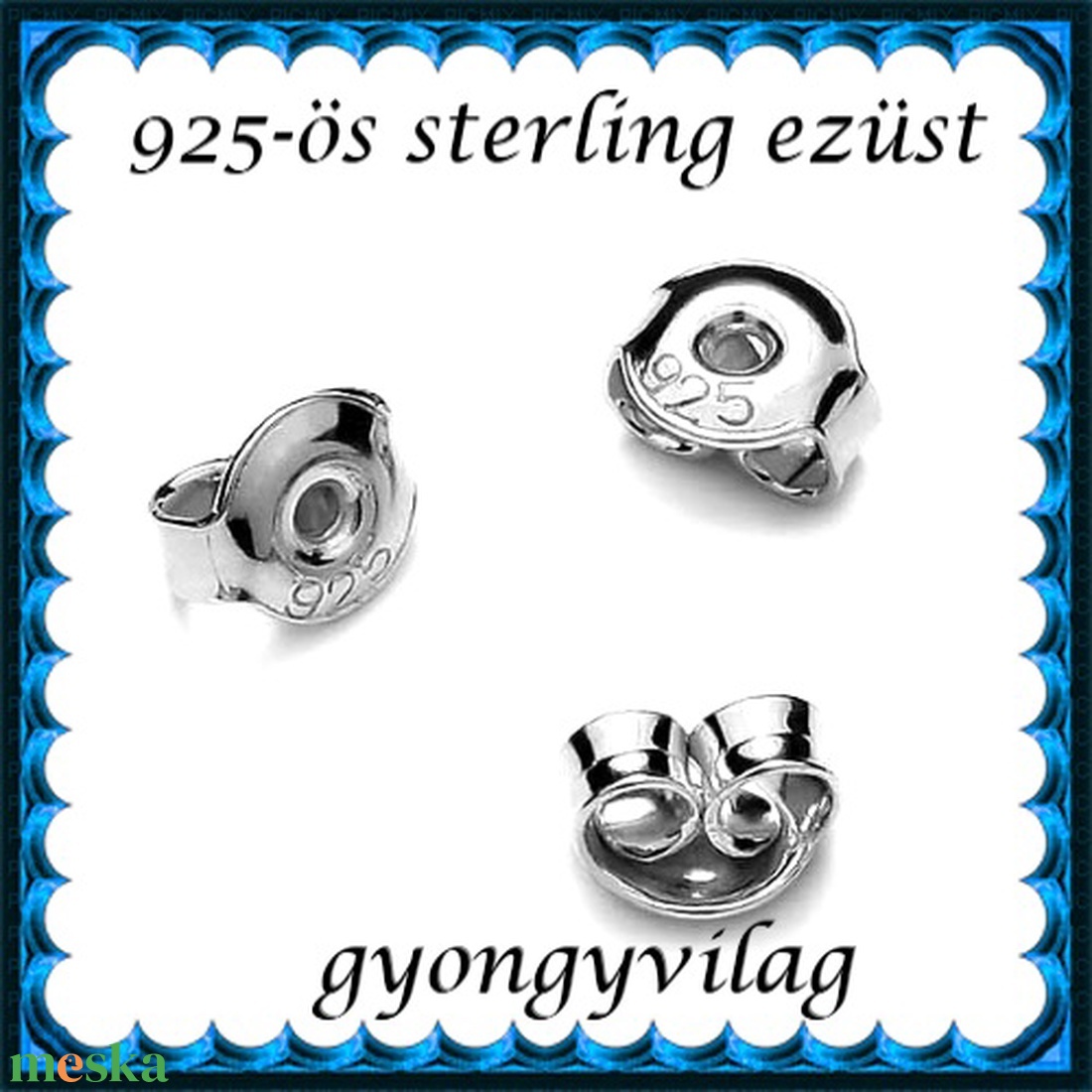 925-ös sterling ezüst ékszerkellék: fülbevalóalap bedugós EFK B 27-4,5e vég  2 pár / 4db - gyöngy, ékszerkellék - egyéb alkatrész - Meska.hu