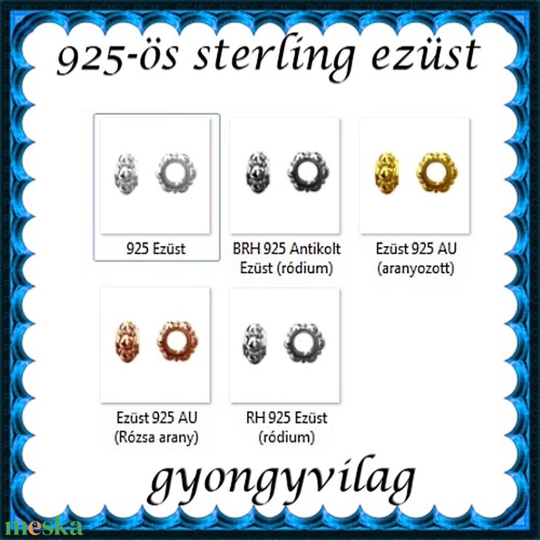925-ös sterling ezüst ékszerkellék: köztes / gyöngy / dísz EKÖ 65 - kellékek & szerszámok - gyöngyfűzés kellékek - fém köztesek - Meska.hu