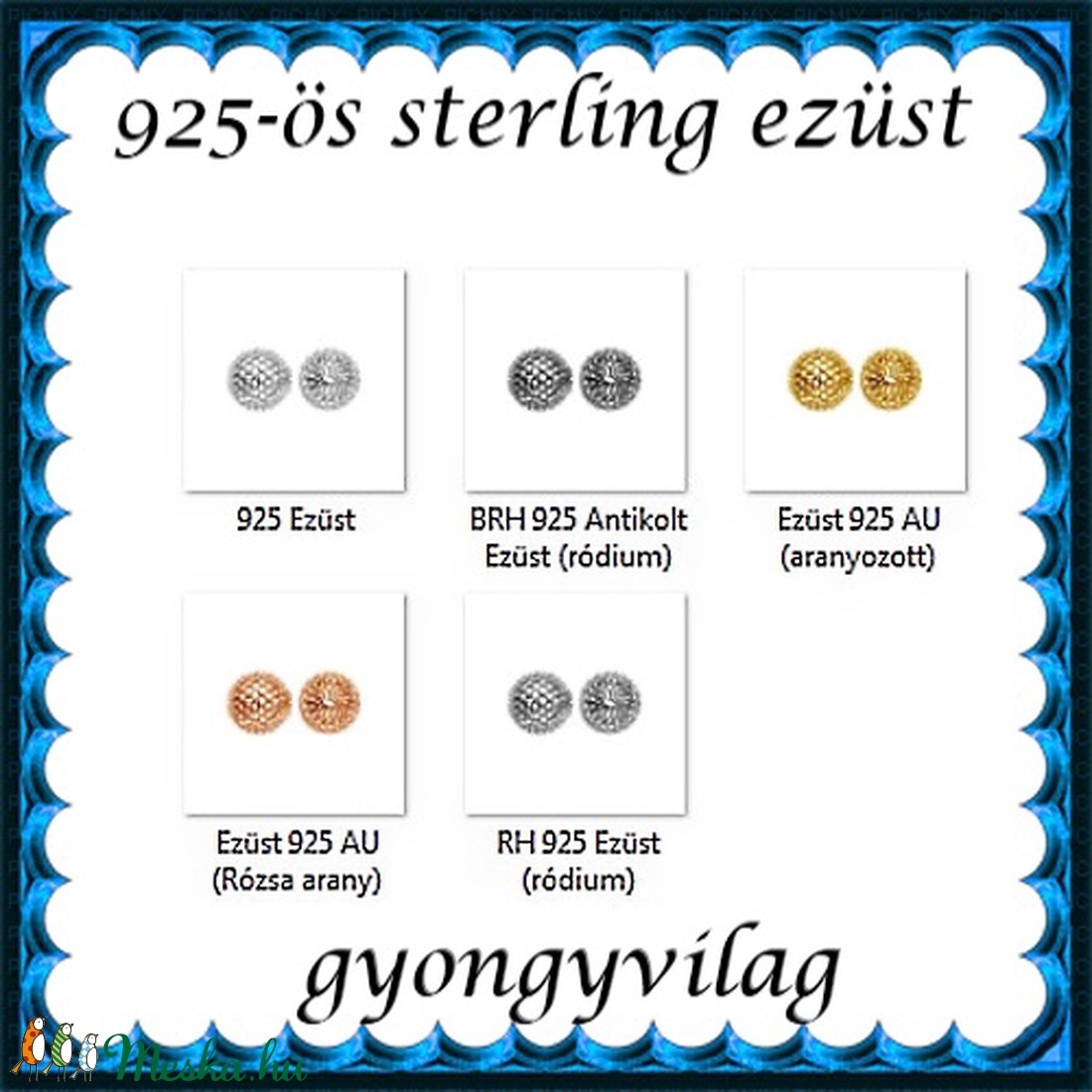 925-ös sterling ezüst ékszerkellék: köztes / gyöngy / dísz EKÖ 26-7 - gyöngy, ékszerkellék - fém köztesek - Meska.hu