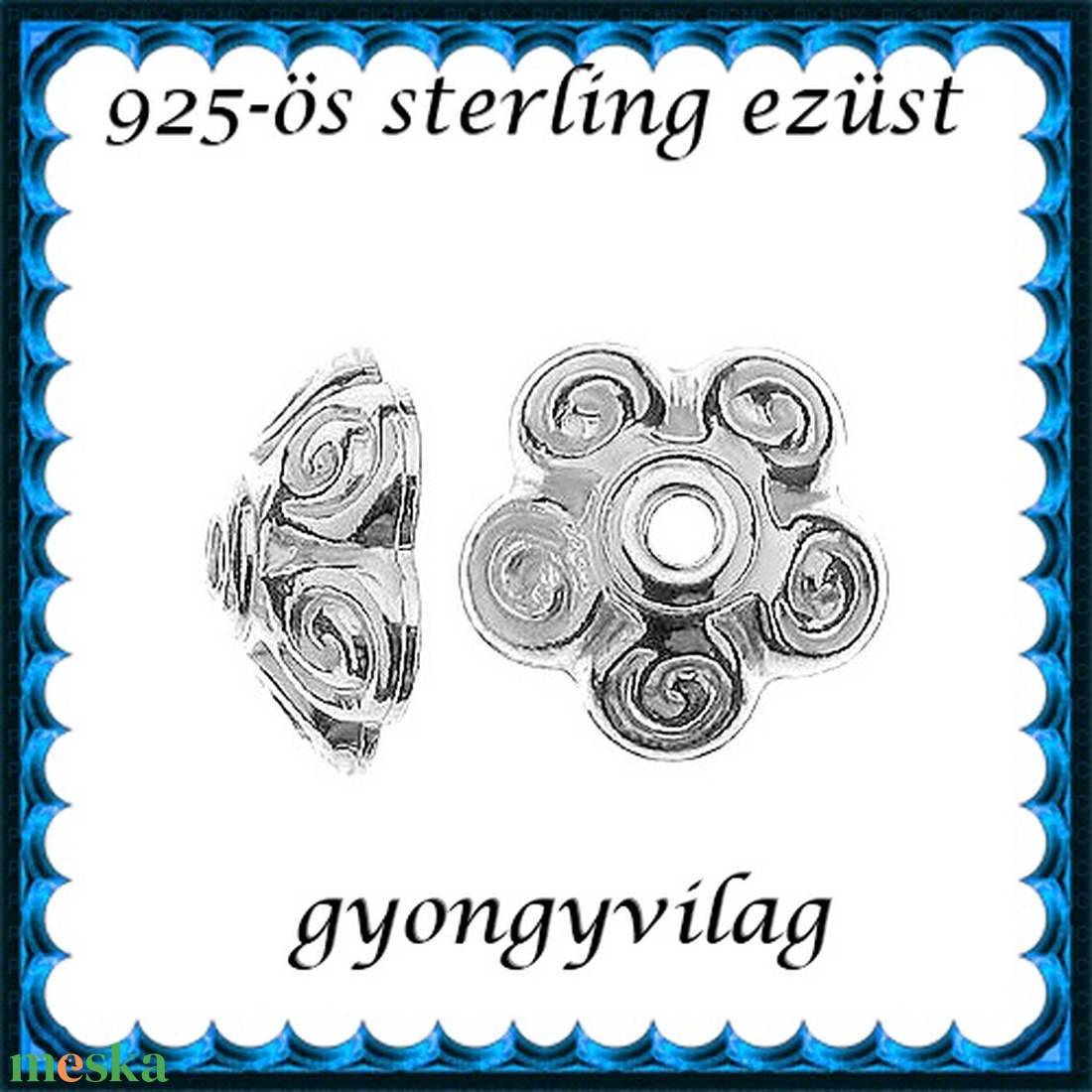 925-ös sterling ezüst ékszerkellék: gyöngykupak EGYK 16 1db/ csomag 9,6mm-es - kellékek & szerszámok - gyöngyfűzés kellékek - gyöngykupak - Meska.hu