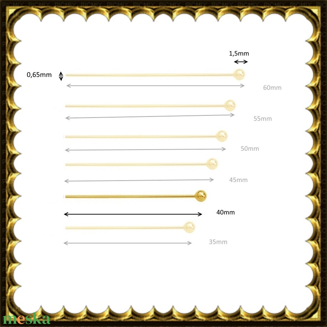 925-ös sterling ezüst ékszerkellék: szerelőpálca gömb végű 40x0,65 Gold Filled - kellékek & szerszámok - gyöngyfűzés kellékek - egyéb alkatrész - Meska.hu 925-ös sterling ezüst ékszerkellék: szerelőpálca gömb végű 40x0,65 Gold Filled - kellékek & szerszámok - gyöngyfűzés kellékek - egyéb alkatrész - Meska.hu