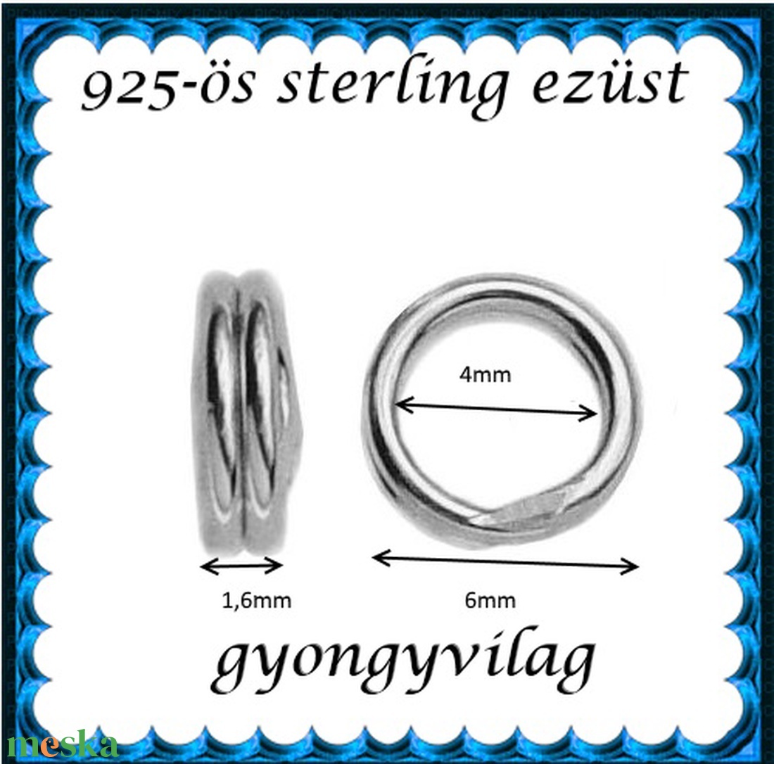 925-ös ezüst karika dupla ESZK D 6x0,8   1db/csomag - kellékek & szerszámok - gyöngyfűzés kellékek - szerelőkarika - Meska.hu