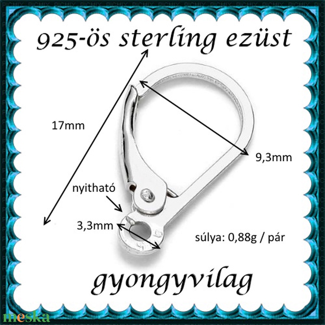 925-ös sterling ezüst ékszerkellék: fülbevalóalap biztonsági kapoccsal EFK K 23 - gyöngy, ékszerkellék - egyéb alkatrész - Meska.hu 925-ös sterling ezüst ékszerkellék: fülbevalóalap biztonsági kapoccsal EFK K 23 - gyöngy, ékszerkellék - egyéb alkatrész - Meska.hu