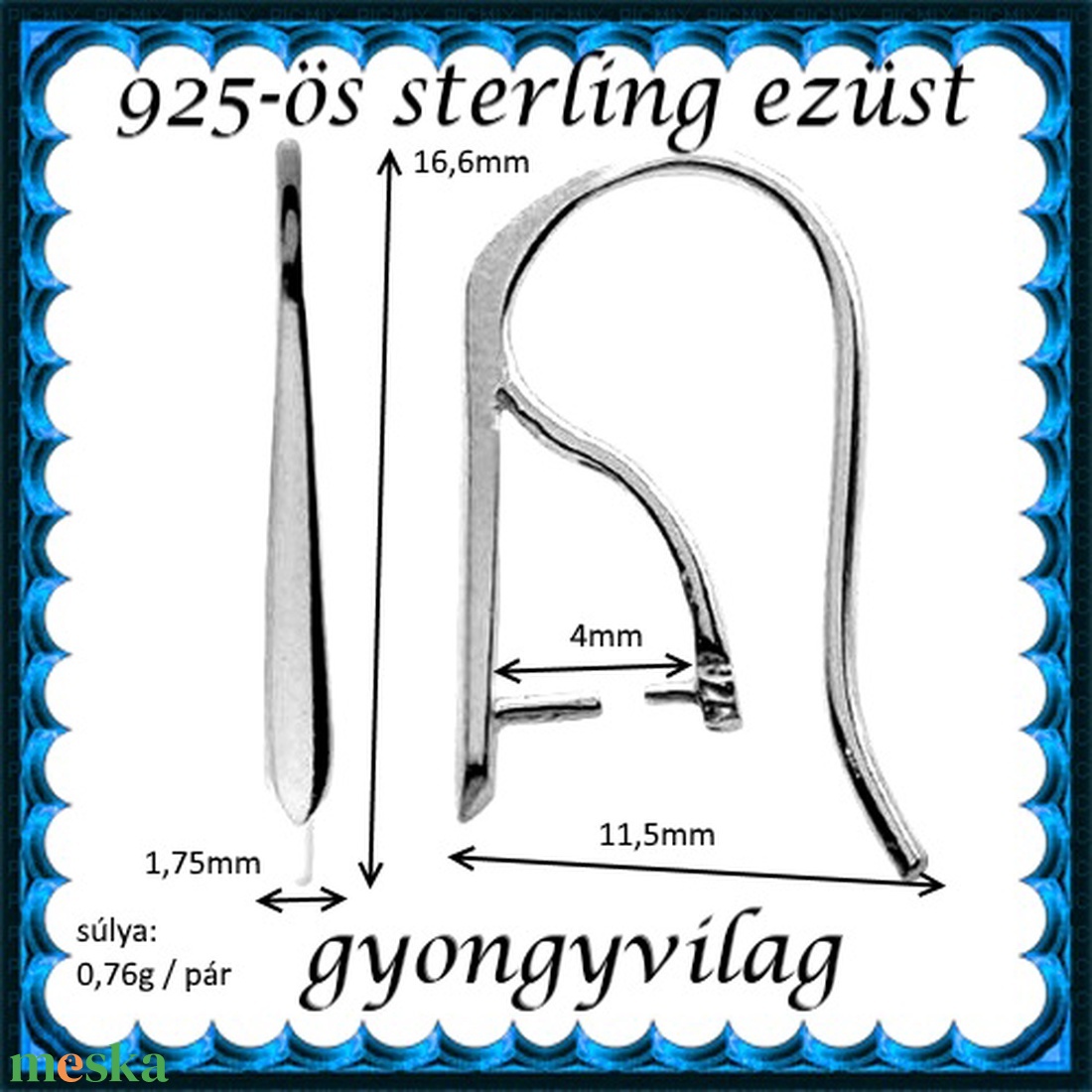 925-ös sterling ezüst ékszerkellék: fülbevaló kapocs, akasztós EFK A 56 - kellékek & szerszámok - ékszerkellék - fülbevaló kapocs - Meska.hu 925-ös sterling ezüst ékszerkellék: fülbevaló kapocs, akasztós EFK A 56 - kellékek & szerszámok - ékszerkellék - fülbevaló kapocs - Meska.hu