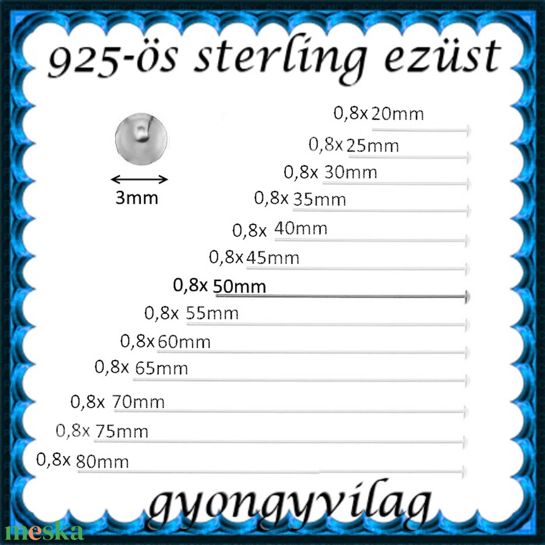 925-ös sterling ezüst ékszerkellék: szerelőpálca szög végű 50 x 0,8mm-es - kellékek & szerszámok - gyöngyfűzés kellékek - egyéb alkatrész - Meska.hu 925-ös sterling ezüst ékszerkellék: szerelőpálca szög végű 50 x 0,8mm-es - kellékek & szerszámok - gyöngyfűzés kellékek - egyéb alkatrész - Meska.hu