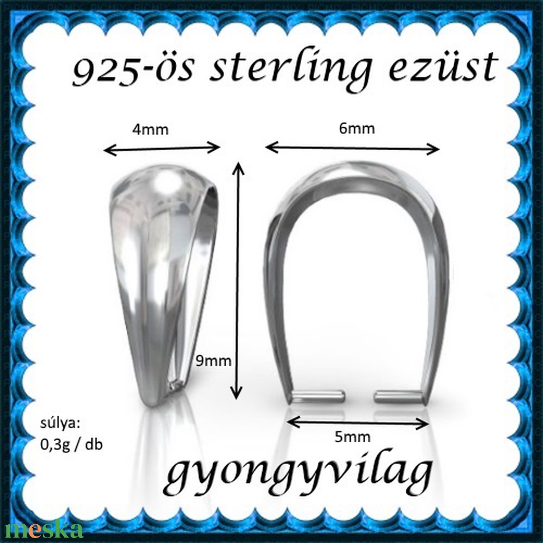 925-ös sterling ezüst ékszerkellék: medáltartó, medálkapocs EMK 77-9 - kellékek & szerszámok - gyöngyfűzés kellékek - egyéb alkatrész - Meska.hu 925-ös sterling ezüst ékszerkellék: medáltartó, medálkapocs EMK 77-9 - kellékek & szerszámok - gyöngyfűzés kellékek - egyéb alkatrész - Meska.hu
