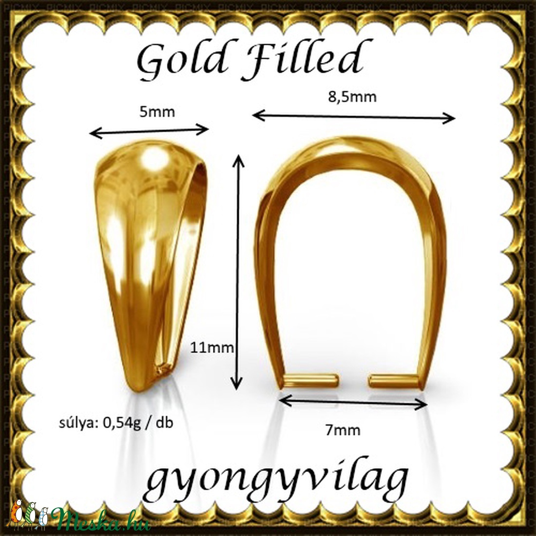 925-ös sterling ezüst ékszerkellék: medáltartó, medálkapocs EMK 77-11AU Gold Filled - gyöngy, ékszerkellék - egyéb alkatrész - Meska.hu 925-ös sterling ezüst ékszerkellék: medáltartó, medálkapocs EMK 77-11AU Gold Filled - gyöngy, ékszerkellék - egyéb alkatrész - Meska.hu