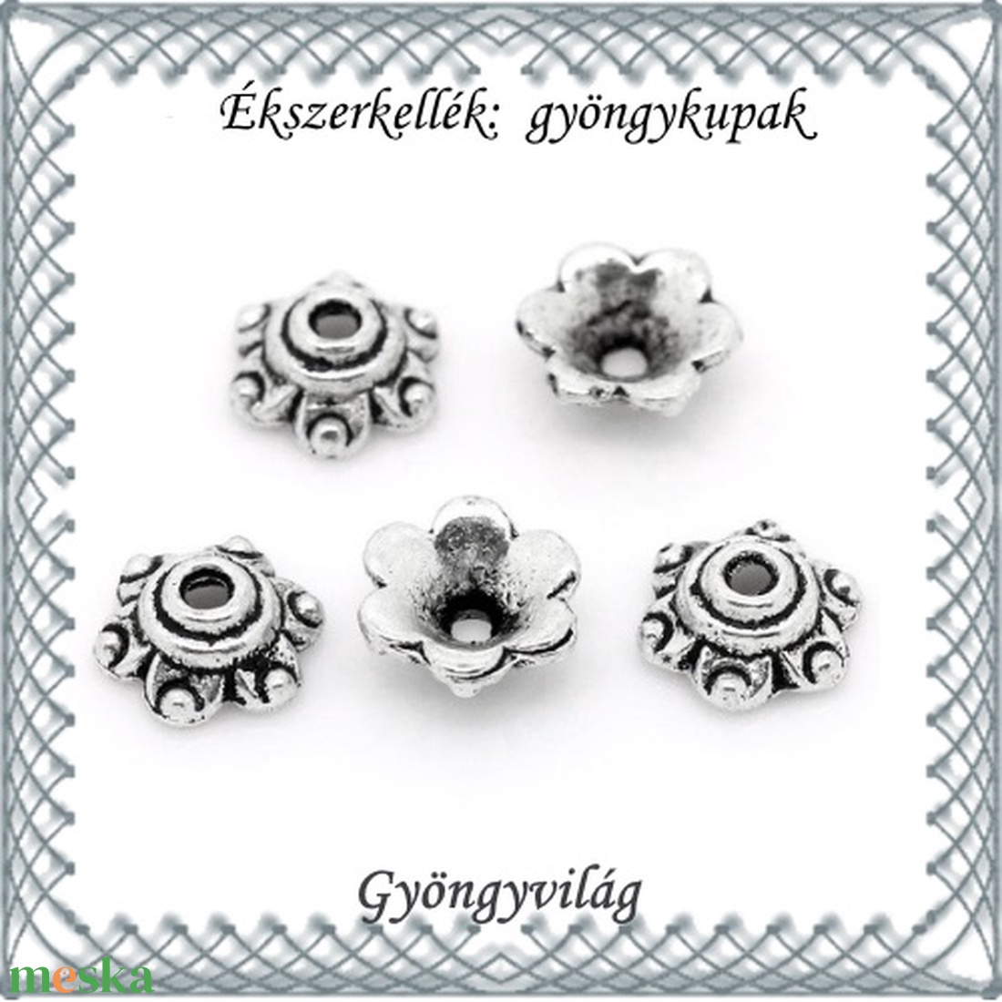 Ékszerkellék: gyöngykupak BGYK20 6mm-es 20db/csomag - kellékek & szerszámok - gyöngyfűzés kellékek - gyöngykupak - Meska.hu Ékszerkellék: gyöngykupak BGYK20 6mm-es 20db/csomag - kellékek & szerszámok - gyöngyfűzés kellékek - gyöngykupak - Meska.hu