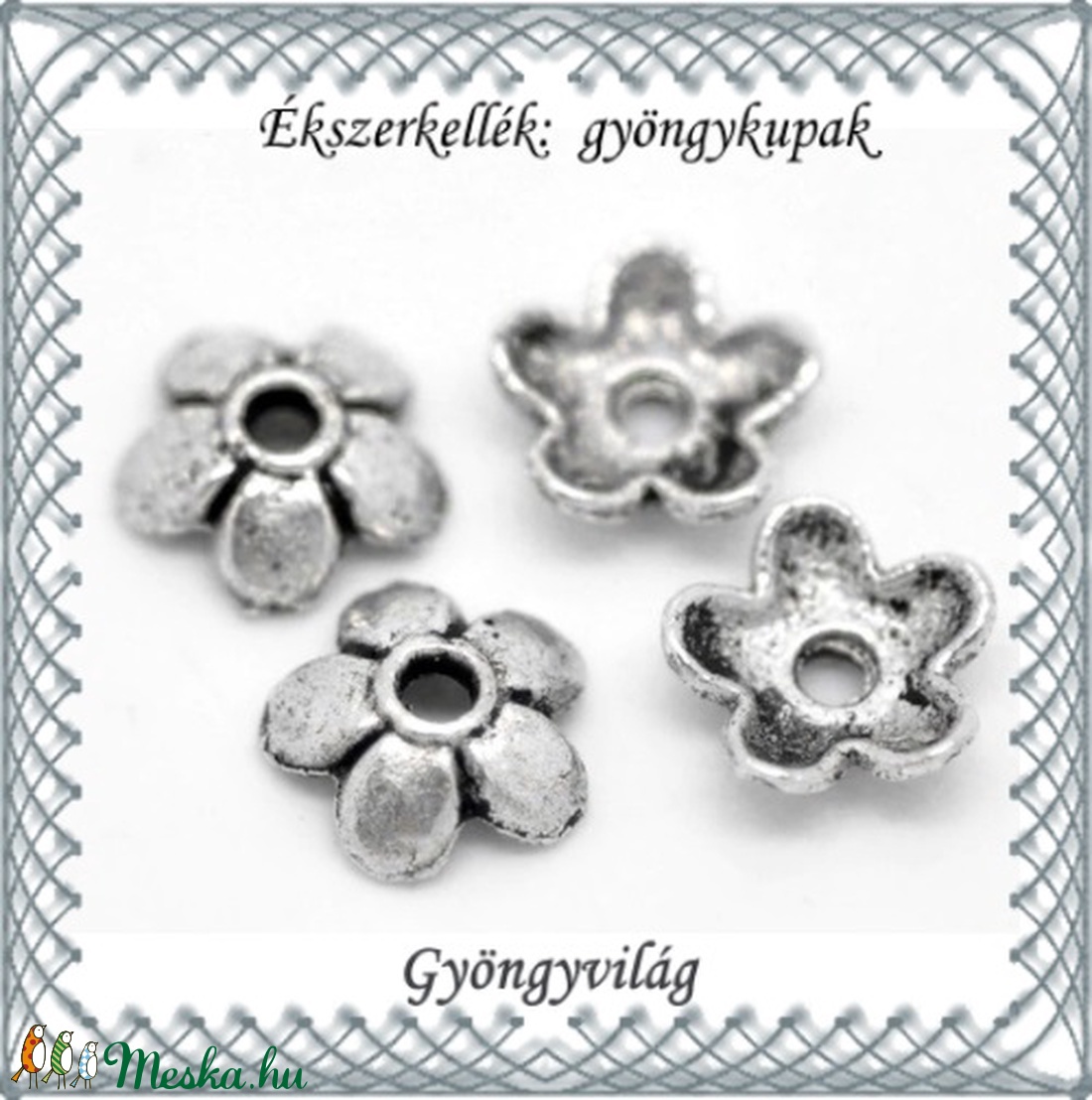 Ékszerkellék: gyöngykupak BGYK21 5,8mm-es 20db/csomag - kellékek & szerszámok - gyöngyfűzés kellékek - gyöngykupak - Meska.hu Ékszerkellék: gyöngykupak BGYK21 5,8mm-es 20db/csomag - kellékek & szerszámok - gyöngyfűzés kellékek - gyöngykupak - Meska.hu