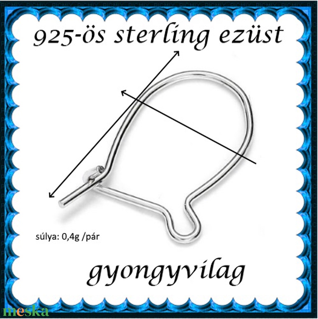  925-ös sterling ezüst ékszerkellék: fülbevalóalap biztonsági kapoccsal EFK K 17 - gyöngy, ékszerkellék - egyéb alkatrész - Meska.hu