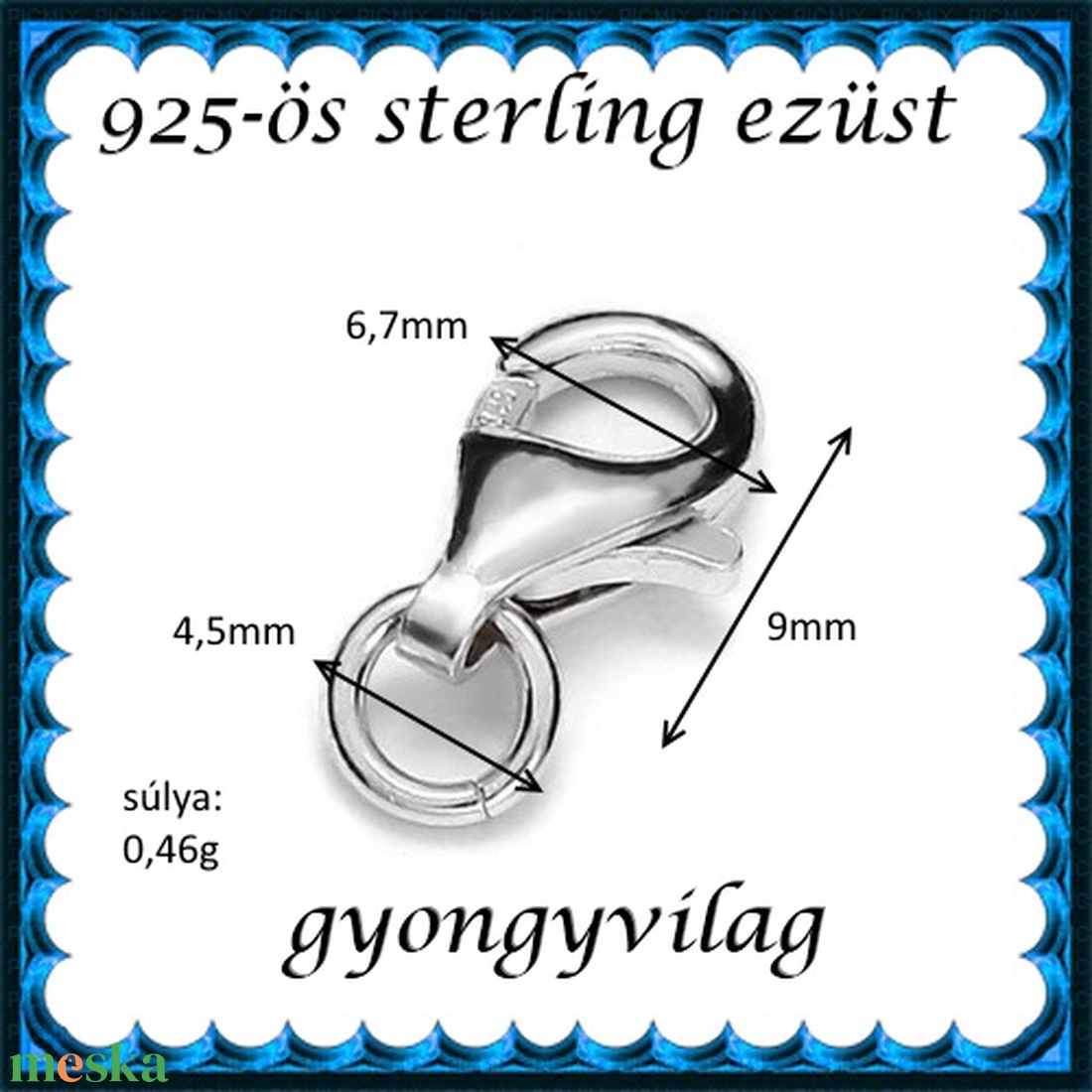 925-ös sterling ezüst ékszerkellék: lánckalocs ELK 1S 19-9e - kellékek & szerszámok - ékszerkellék - nyaklánc kapocs - Meska.hu