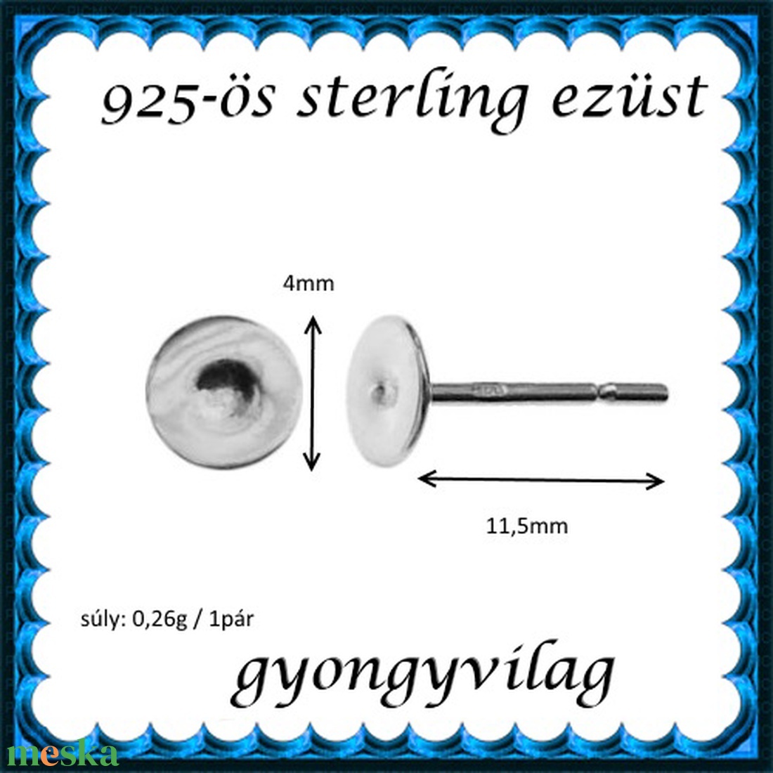 925-ös sterling ezüst ékszerkellék: fülbevalóalap bedugós EFK B 38-4 - kellékek & szerszámok - gyöngyfűzés kellékek - egyéb alkatrész - Meska.hu 925-ös sterling ezüst ékszerkellék: fülbevalóalap bedugós EFK B 38-4 - kellékek & szerszámok - gyöngyfűzés kellékek - egyéb alkatrész - Meska.hu