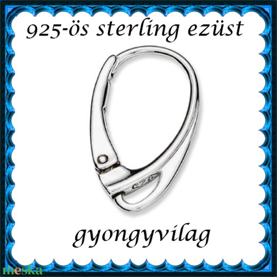 925-ös sterling ezüst ékszerkellék: fülbevalóalap biztonsági kapoccsal EFK K 14 - gyöngy, ékszerkellék - egyéb alkatrész - Meska.hu