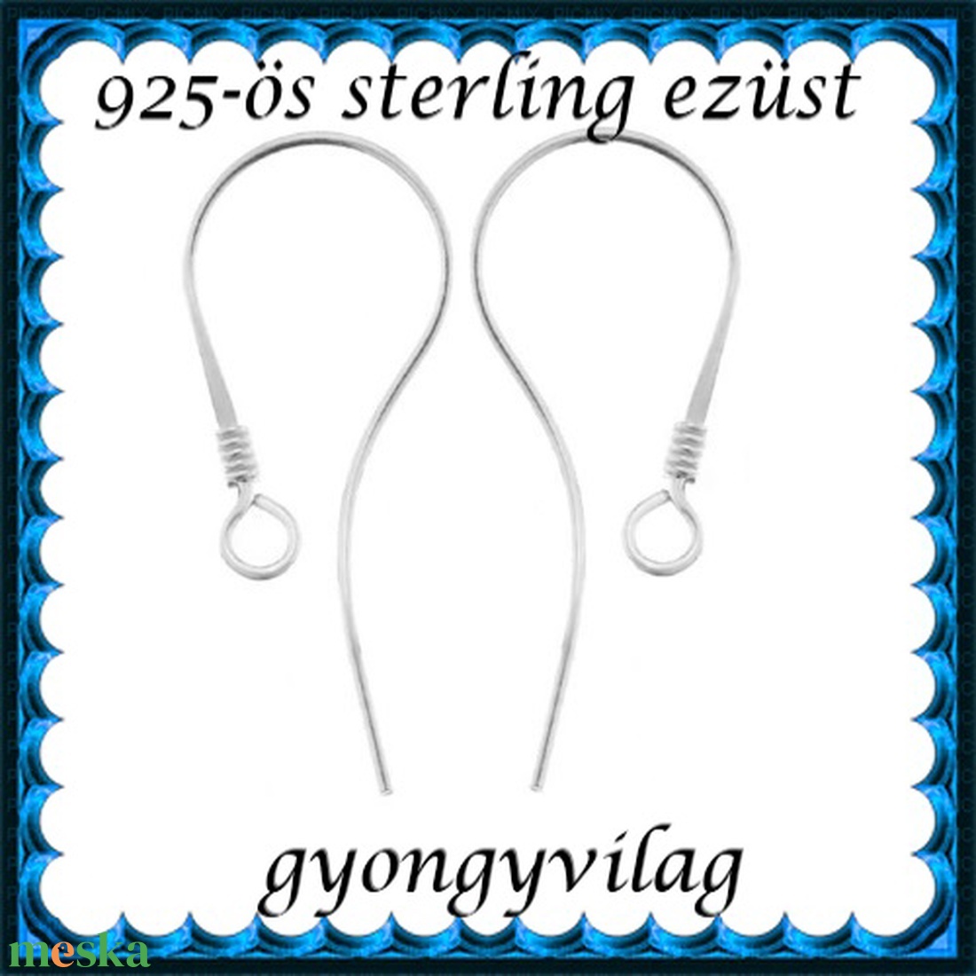 925-ös sterling ezüst ékszerkellék: fülbevalóalap akasztós EFK A 72 - kellékek & szerszámok - ékszerkellék - fülbevaló alap - Meska.hu 925-ös sterling ezüst ékszerkellék: fülbevalóalap akasztós EFK A 72 - kellékek & szerszámok - ékszerkellék - fülbevaló alap - Meska.hu