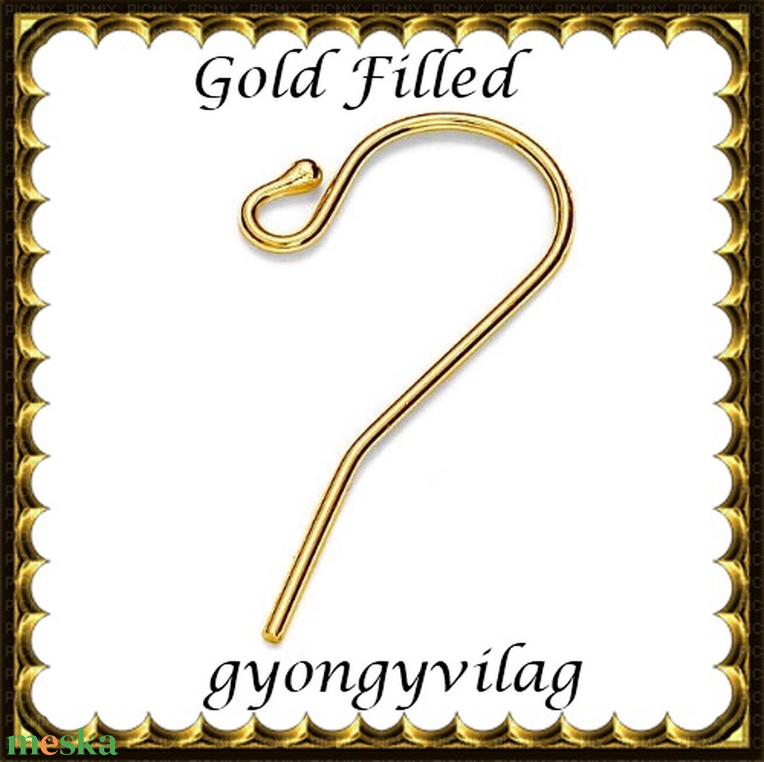925-ös sterling ezüst ékszerkellék: fülbevalóalap akasztós  EFK A 01-2 au gold filled - gyöngy, ékszerkellék - egyéb alkatrész - Meska.hu