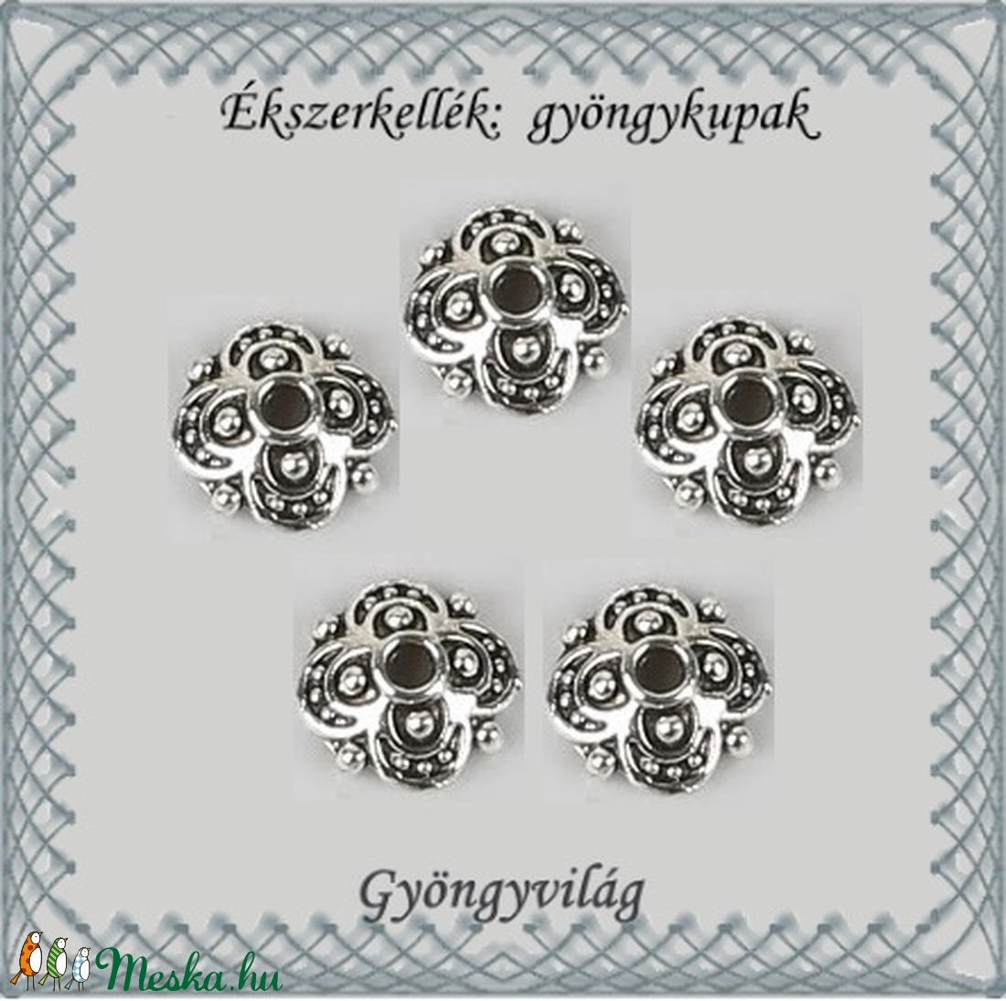 Ékszerkellék: gyöngykupak BGYK24 8,2mm-es 5db/csomag - kellékek & szerszámok - gyöngyfűzés kellékek - gyöngykupak - Meska.hu Ékszerkellék: gyöngykupak BGYK24 8,2mm-es 5db/csomag - kellékek & szerszámok - gyöngyfűzés kellékek - gyöngykupak - Meska.hu