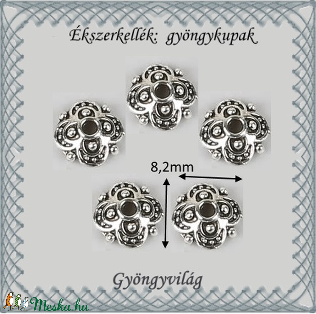 Ékszerkellék: gyöngykupak BGYK24 8,2mm-es 5db/csomag - kellékek & szerszámok - gyöngyfűzés kellékek - gyöngykupak - Meska.hu Ékszerkellék: gyöngykupak BGYK24 8,2mm-es 5db/csomag - kellékek & szerszámok - gyöngyfűzés kellékek - gyöngykupak - Meska.hu