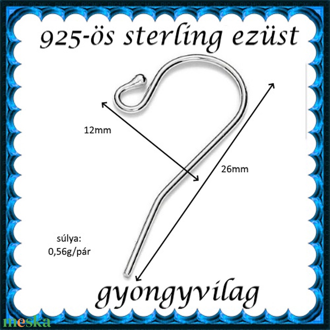 925-ös sterling ezüst ékszerkellék: fülbevalóalap akasztós EFK A 01-2 - kellékek & szerszámok - gyöngyfűzés kellékek - egyéb alkatrész - Meska.hu 925-ös sterling ezüst ékszerkellék: fülbevalóalap akasztós EFK A 01-2 - kellékek & szerszámok - gyöngyfűzés kellékek - egyéb alkatrész - Meska.hu