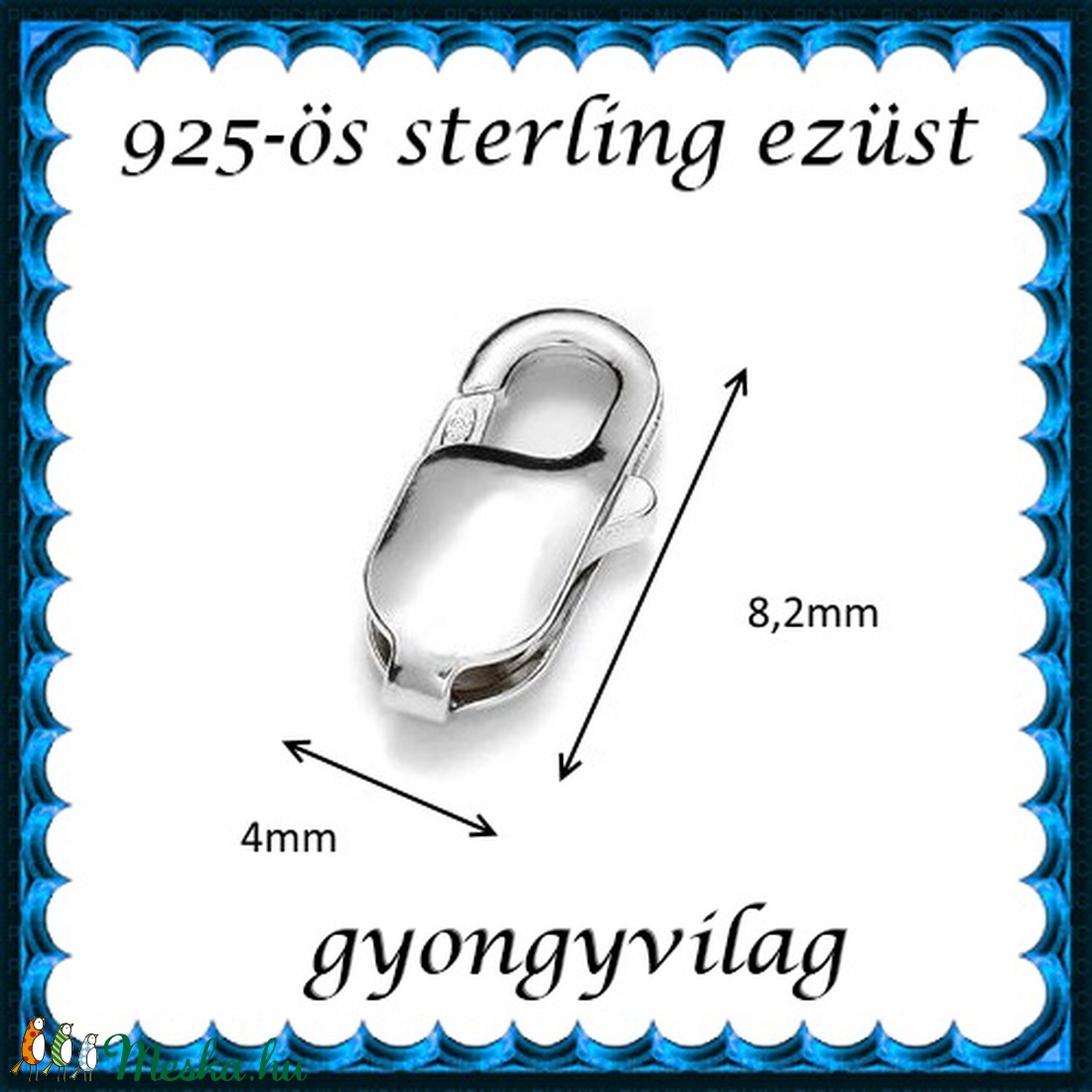 925-ös ezüst 1soros lánckapocs ELK 1s 37-8 - kellékek & szerszámok - gyöngyfűzés kellékek - egyéb alkatrész - Meska.hu