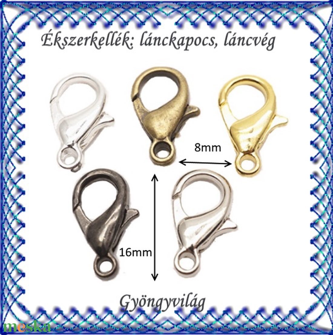 Ékszerkellék: lánckapocs BLK-1S-01-16 delfinkapocs több színben 16mm-es - gyöngy, ékszerkellék - egyéb alkatrész - Meska.hu Ékszerkellék: lánckapocs BLK-1S-01-16 delfinkapocs több színben 16mm-es - gyöngy, ékszerkellék - egyéb alkatrész - Meska.hu