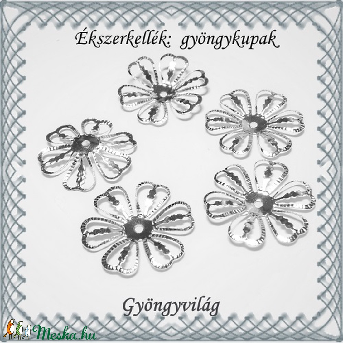 Ékszerkellék: gyöngykupak BGYK 29 28mm-es 5db/csomag - gyöngy, ékszerkellék - fém köztesek - Meska.hu Ékszerkellék: gyöngykupak BGYK 29 28mm-es 5db/csomag - gyöngy, ékszerkellék - fém köztesek - Meska.hu
