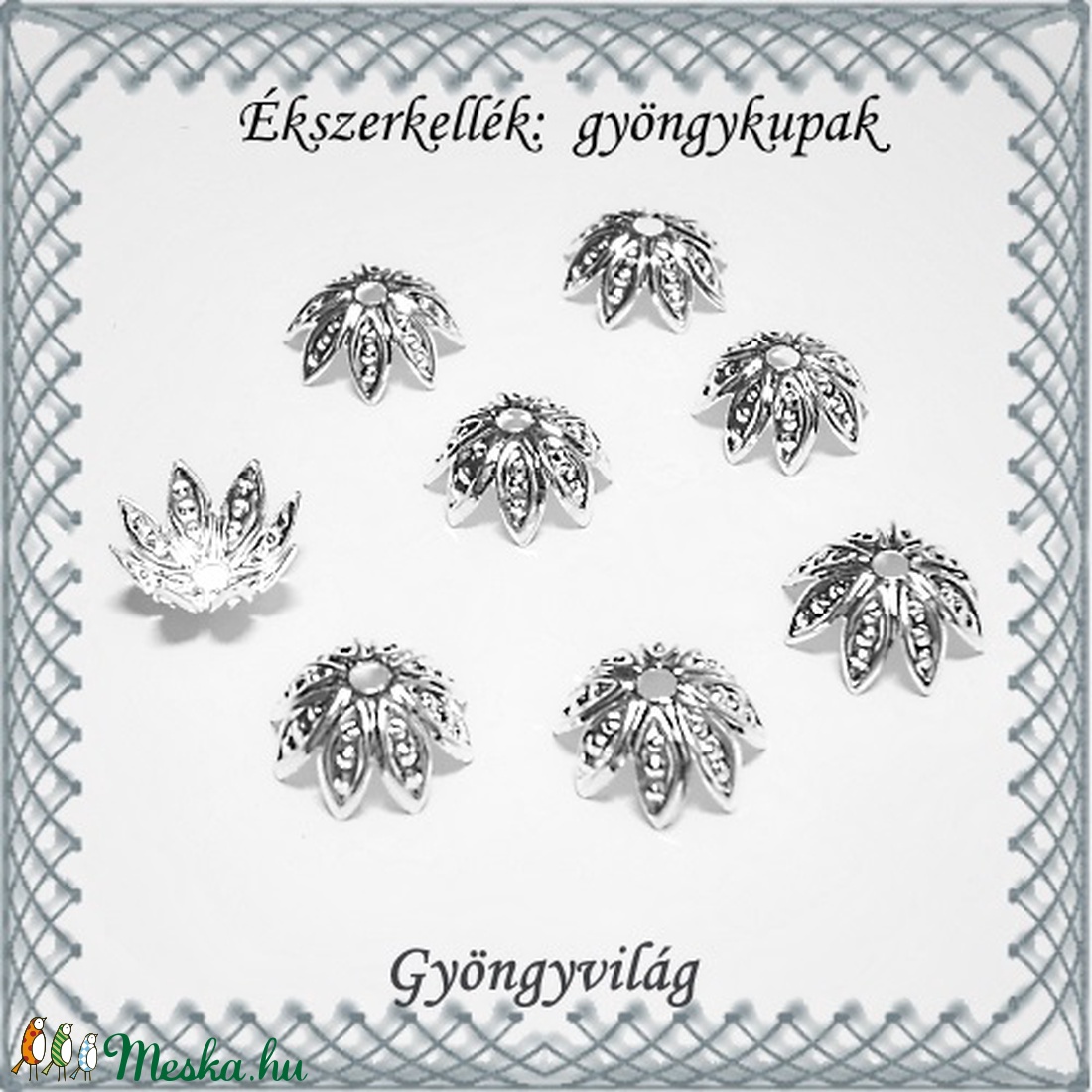 Ékszerkellék: gyöngykupak BGYK 30 11mm-es 8db/csomag - kellékek & szerszámok - gyöngyfűzés kellékek - gyöngykupak - Meska.hu