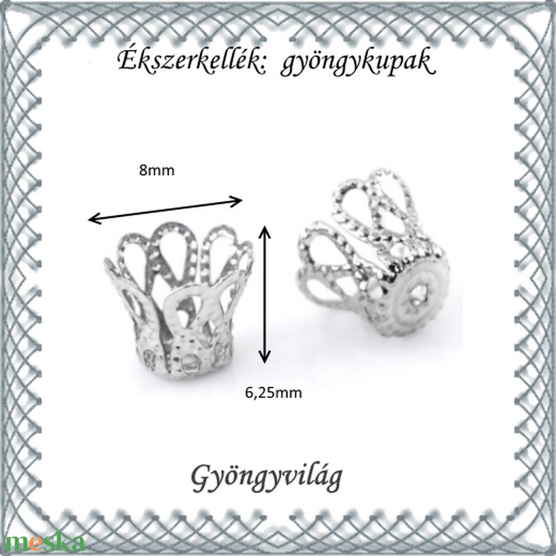 Ékszerkellék: gyöngykupak BGYK 18-6,25x8 , ródiumozott, 30db - kellékek & szerszámok - gyöngyfűzés kellékek - egyéb alkatrész - Meska.hu Ékszerkellék: gyöngykupak BGYK 18-6,25x8 , ródiumozott, 30db - kellékek & szerszámok - gyöngyfűzés kellékek - egyéb alkatrész - Meska.hu
