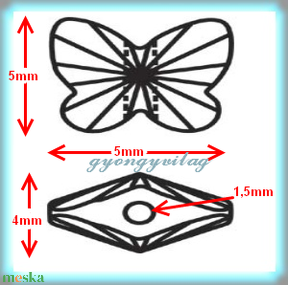 Swarovski kristály gyöngy: SWGY pillangó (5754) fűzhető 5mm több szín - gyöngy, ékszerkellék - swarovski kristályok - Meska.hu Swarovski kristály gyöngy: SWGY pillangó (5754) fűzhető 5mm több szín - gyöngy, ékszerkellék - swarovski kristályok - Meska.hu