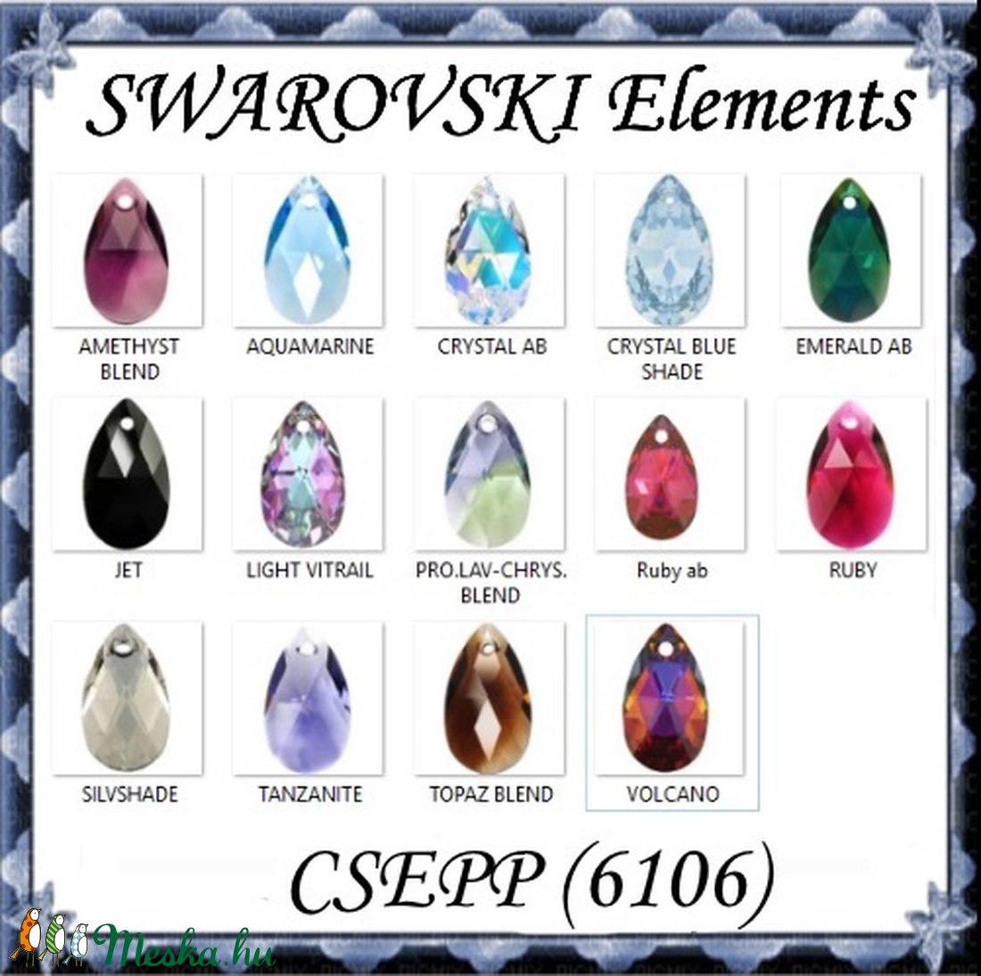 Ékszerkellék: Swarovski csepp 22 mm-es több színben SW6106-22 - gyöngy, ékszerkellék - swarovski kristályok - Meska.hu Ékszerkellék: Swarovski csepp 22 mm-es több színben SW6106-22 - gyöngy, ékszerkellék - swarovski kristályok - Meska.hu
