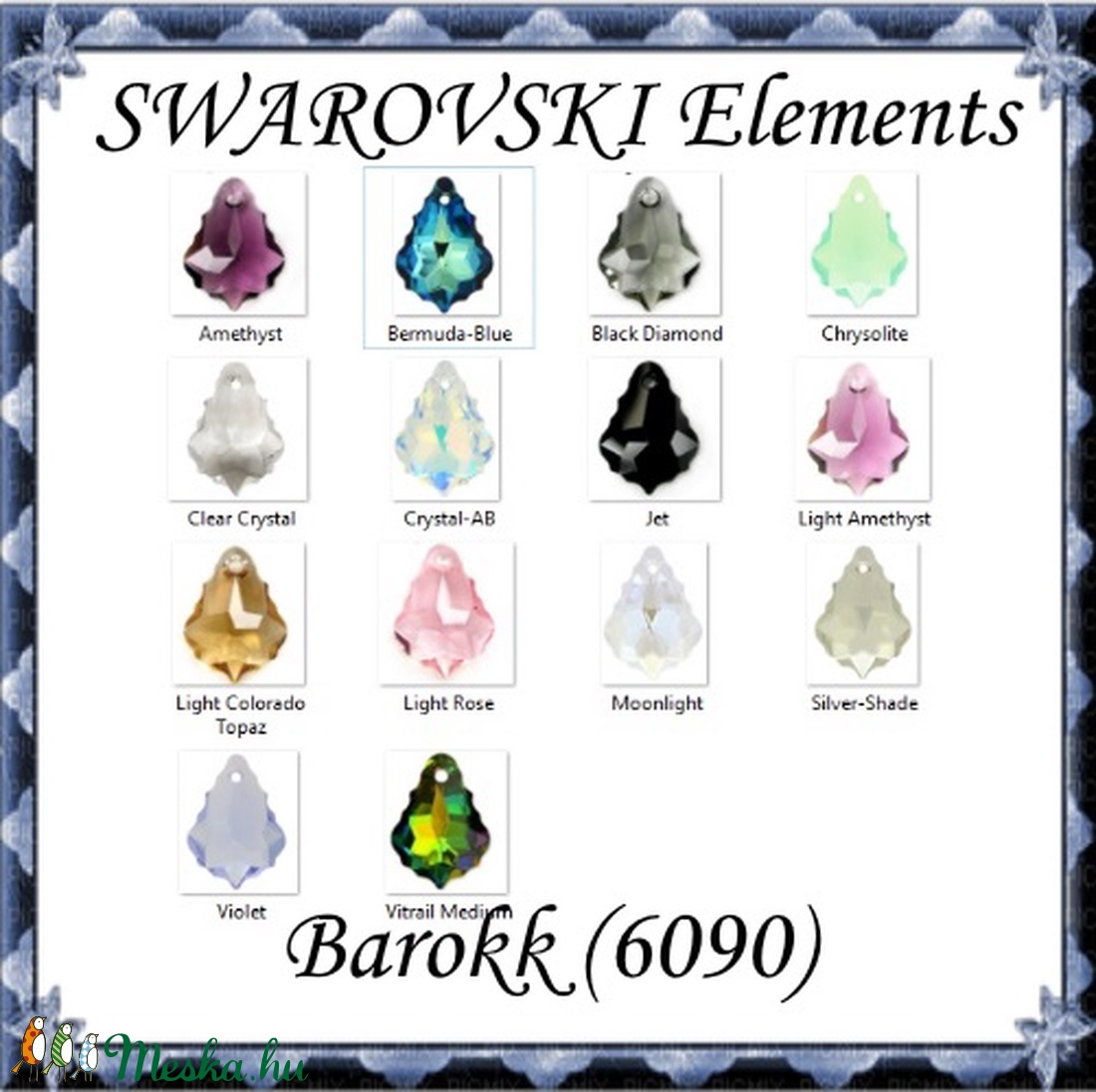 Ékszerkellék: Swarovski kristály barokk medál 22mm-es  több színben  SW6090-22 - kellékek & szerszámok - gyöngyfűzés kellékek - swarovski kristályok - Meska.hu