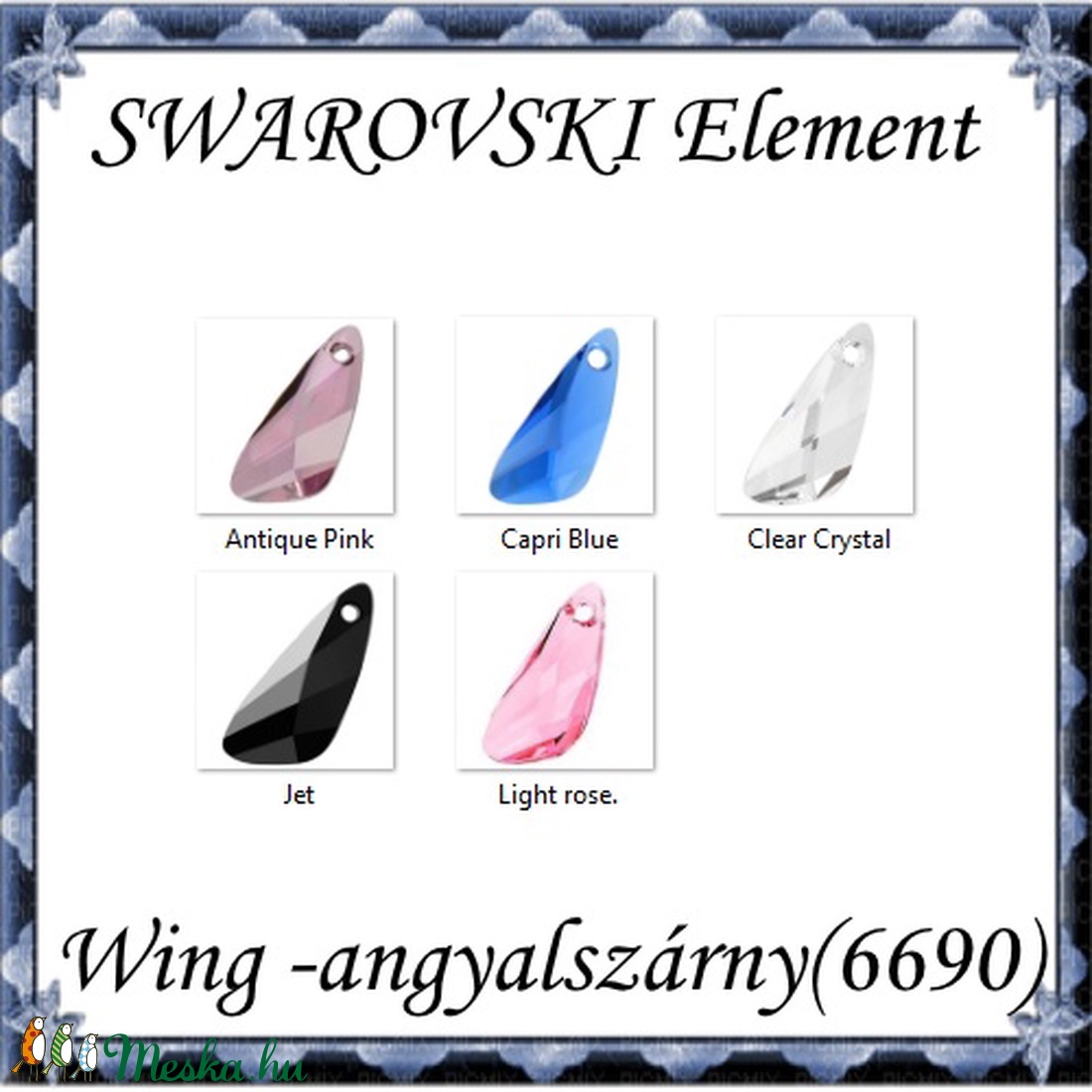 Ékszerkellék: Swarovski Wing (angyalszárny ) 23mm-es több színben  - kellékek & szerszámok - gyöngyfűzés kellékek - swarovski kristályok - Meska.hu