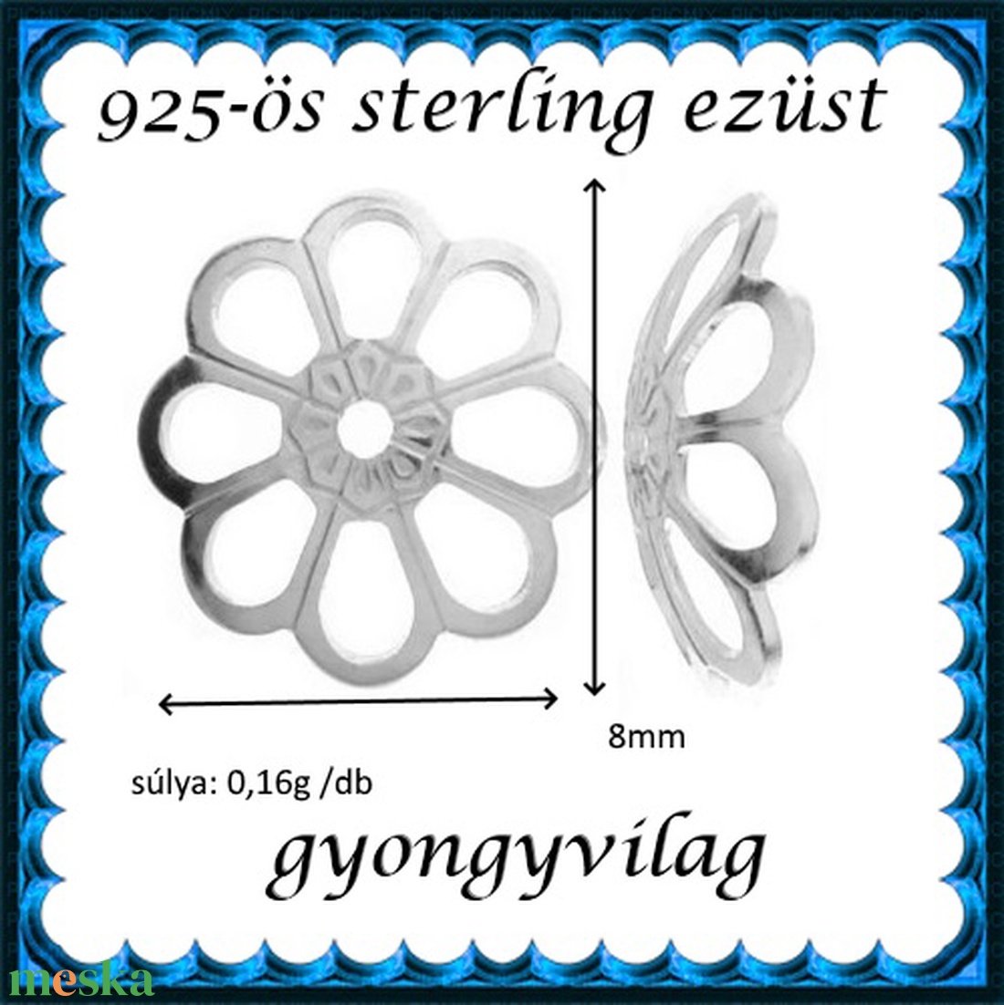 925-ös sterling ezüst gyöngykupak  1db/ csomag  EGYK 29-8 - kellékek & szerszámok - gyöngyfűzés kellékek - fém köztesek - Meska.hu