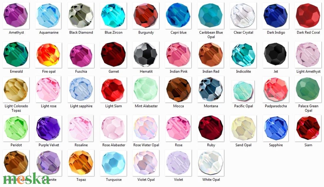 Swarovski kristály gyöngy: SW5000-2  gömb 2mm-es több színben 4db / csomag - kellékek & szerszámok - gyöngyfűzés kellékek - swarovski kristályok - Meska.hu