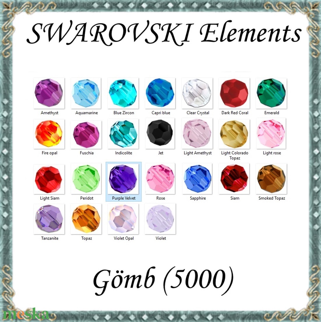 Ékszerkellék: Swarovski kristály gömb 4mm 6db/csomag több színben - gyöngy, ékszerkellék - swarovski kristályok - Meska.hu