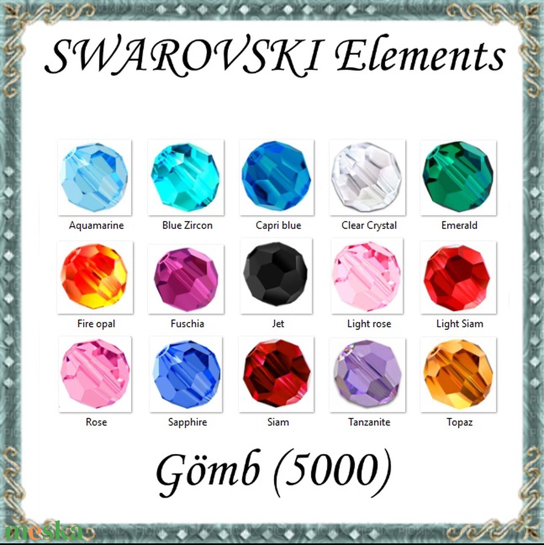 Swarovski kristály gyöngy: SW5000-6 gömb 6mm-es több színben 2db / csomag - kellékek & szerszámok - gyöngyfűzés kellékek - swarovski kristályok - Meska.hu Swarovski kristály gyöngy: SW5000-6 gömb 6mm-es több színben 2db / csomag - kellékek & szerszámok - gyöngyfűzés kellékek - swarovski kristályok - Meska.hu