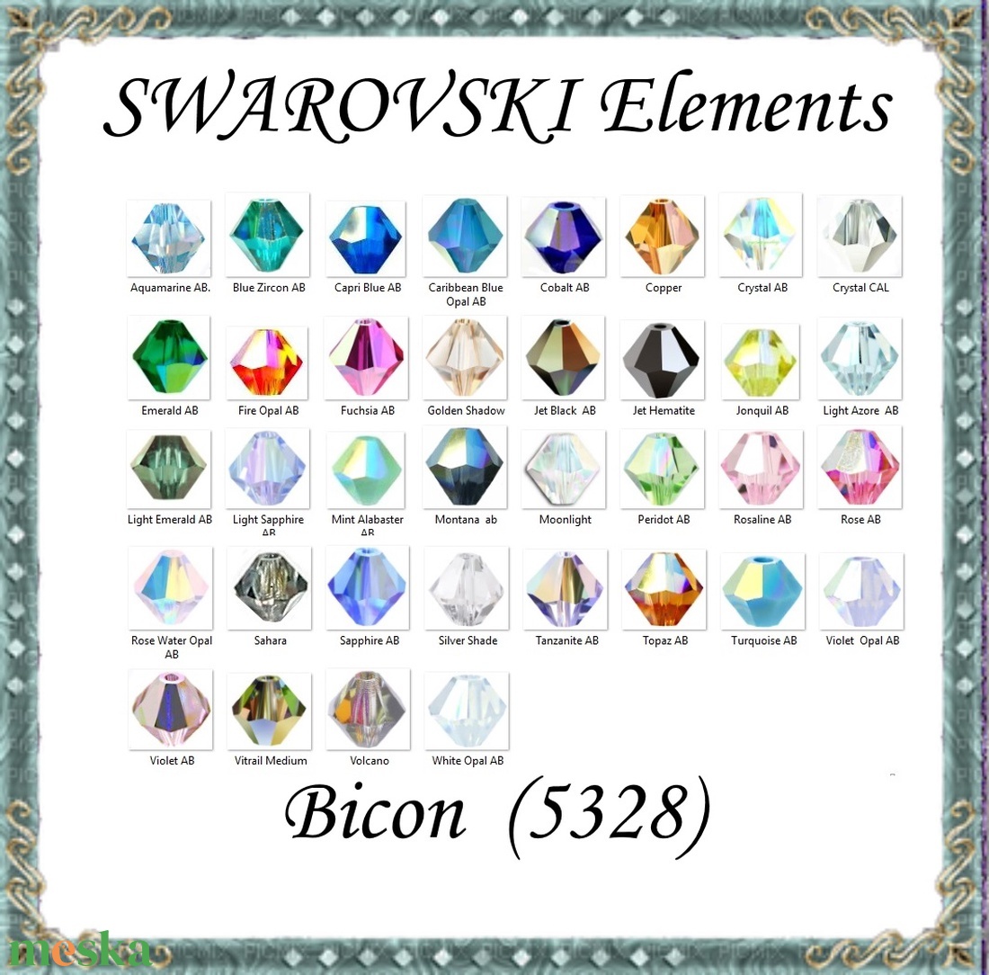 Ékszerkellék: Swarovski bicon 4mm-es AB bevonatos több színben SWGY5328-4AB 24db/csomag - kellékek & szerszámok - gyöngyfűzés kellékek - swarovski kristályok - Meska.hu Ékszerkellék: Swarovski bicon 4mm-es AB bevonatos több színben SWGY5328-4AB 24db/csomag - kellékek & szerszámok - gyöngyfűzés kellékek - swarovski kristályok - Meska.hu