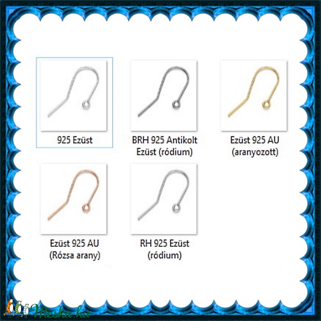 925-ös sterling ezüst ékszerkellék: fülbevalóalap akasztós EFK A 74 - gyöngy, ékszerkellék - egyéb alkatrész - Meska.hu 925-ös sterling ezüst ékszerkellék: fülbevalóalap akasztós EFK A 74 - gyöngy, ékszerkellék - egyéb alkatrész - Meska.hu