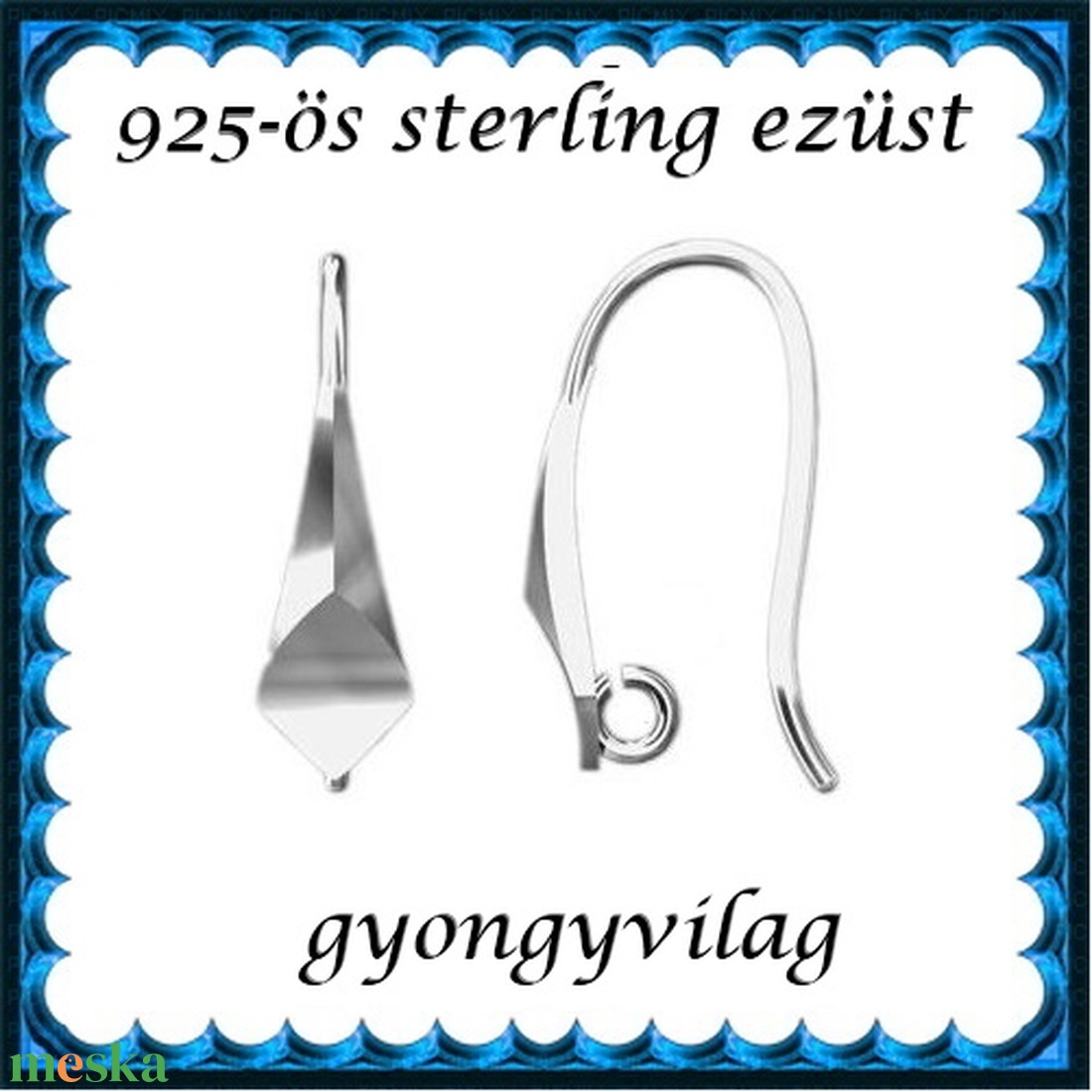 925-ös sterling ezüst ékszerkellék: fülbevalóalap akasztós EFK A 78 - kellékek & szerszámok - gyöngyfűzés kellékek - egyéb alkatrész - Meska.hu