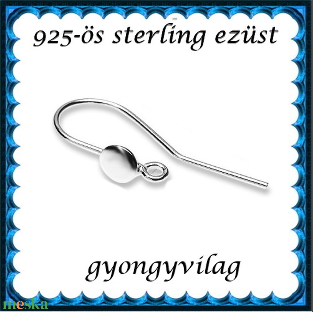 925-ös sterling ezüst ékszerkellék: fülbevalóalap akasztós EFK A 80 - kellékek & szerszámok - gyöngyfűzés kellékek - egyéb alkatrész - Meska.hu