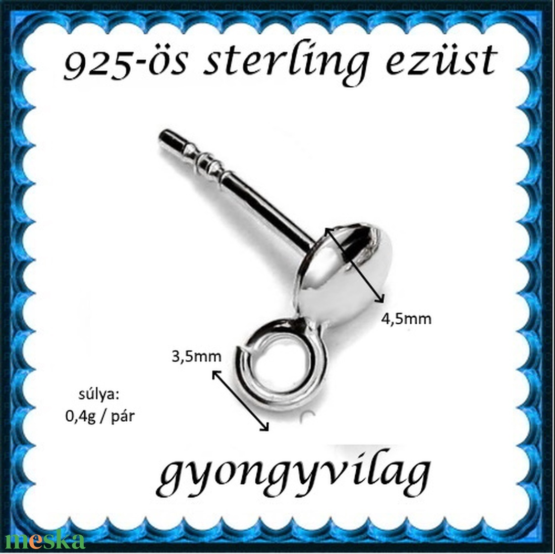 925-ös sterling ezüst ékszerkellék: fülbevalóalap bedugós EFK B 41 - kellékek & szerszámok - gyöngyfűzés kellékek - egyéb alkatrész - Meska.hu 925-ös sterling ezüst ékszerkellék: fülbevalóalap bedugós EFK B 41 - kellékek & szerszámok - gyöngyfűzés kellékek - egyéb alkatrész - Meska.hu