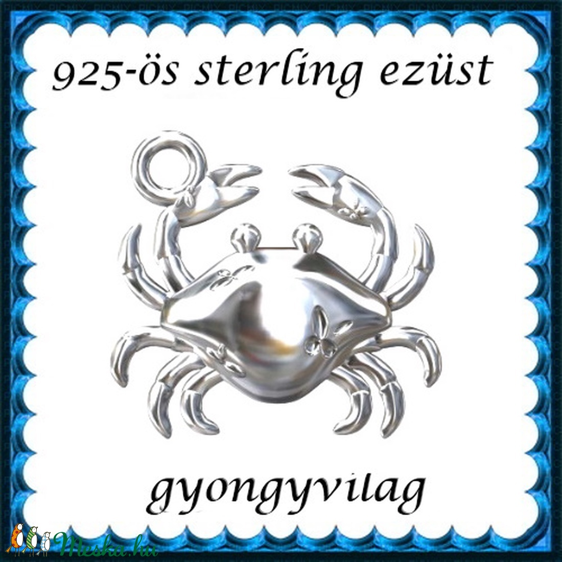 925-ös sterling ezüst ékszerkellék: medál / pandora / fityegő EM24 - gyöngy, ékszerkellék - fém köztesek - Meska.hu