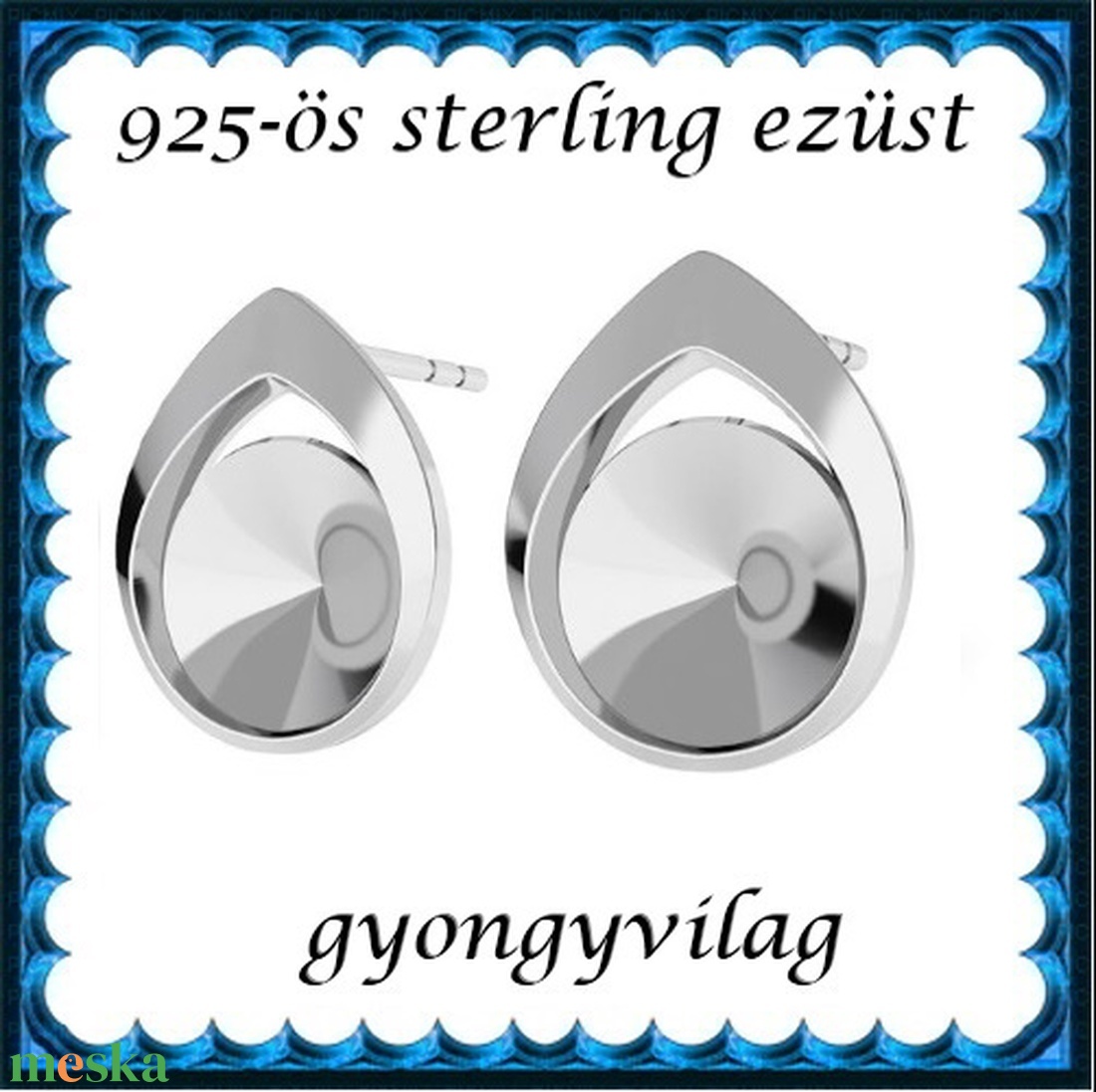 925-ös sterling ezüst ékszerkellék: fülbevalóalap bedugós EFK B 44 - gyöngy, ékszerkellék - egyéb alkatrész - Meska.hu