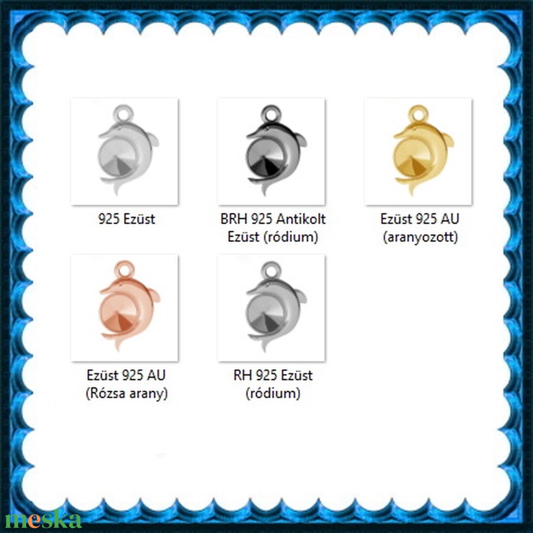 925-ös sterling ezüst ékszerkellék: medál / pandora / fityegő EMTÉ 22 - kellékek & szerszámok - gyöngyfűzés kellékek - cabochon - Meska.hu