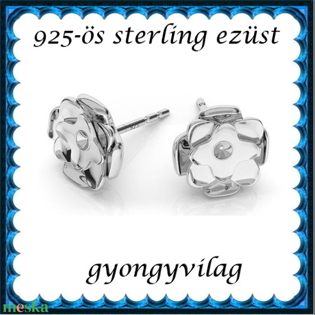 925-ös sterling ezüst ékszerkellék: fülbevalóalap bedugós EFK B 43E - kellékek & szerszámok - gyöngyfűzés kellékek - egyéb alkatrész - Meska.hu