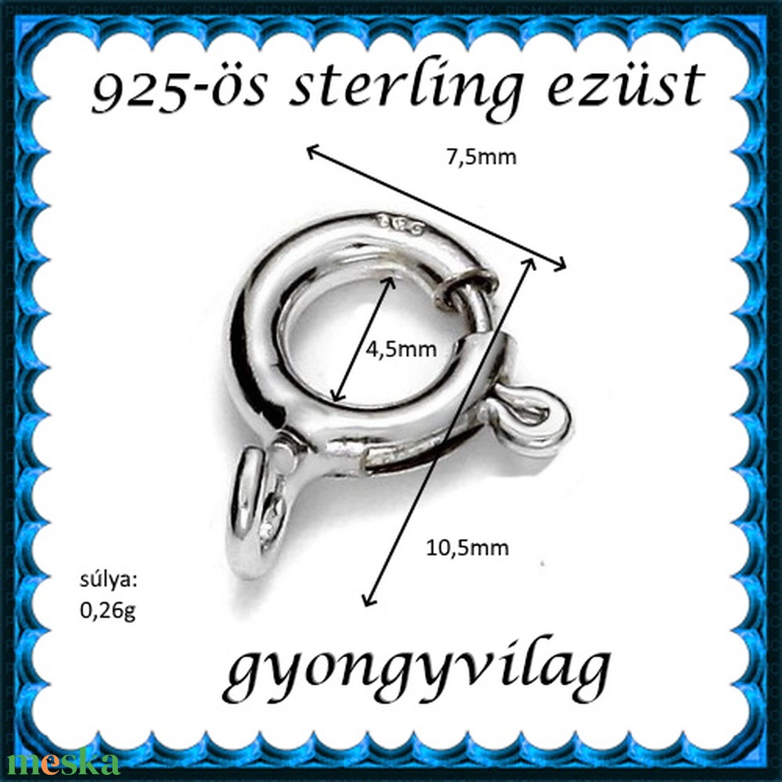 925-ös sterling ezüst ékszerkellék: lánckalocs  ELK 1S 12-10,5 - gyöngy, ékszerkellék - egyéb alkatrész - Meska.hu