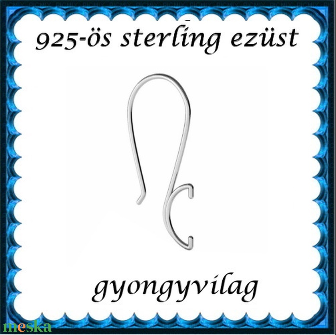  925-ös sterling ezüst ékszerkellék: fülbevalóalap akasztós EFK A 82e - gyöngy, ékszerkellék - egyéb alkatrész - Meska.hu